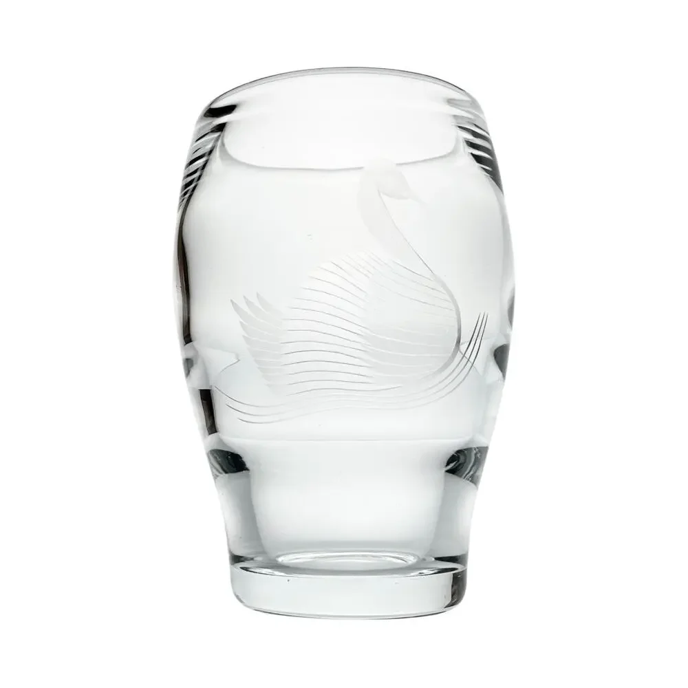 1950s Kosta Boda & Vicke Lindstrand Etched Glass Swan Vase 6 1/2”